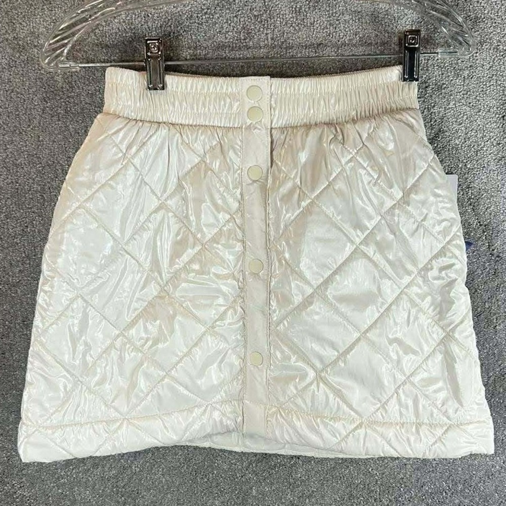 Athleta‎ Girl Toasty Buns Metallic Skirt White Quilted Sherpa Lined Girls L 12